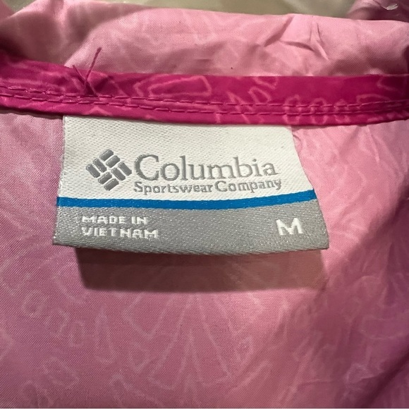 Columbia Women’s Medium Pink Floral Print Zip Up Windbreaker Jacket B2 - Picture 3 of 4